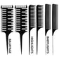 Highlight Comb Set, 6 Piece Set, Weaving, Sectioning, Styling, and Hair Dyeing Combs Professional Weaving Styling for Foiling and Balayage Coloring(Various Style)