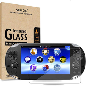 AKWOX Screen Protector Compatible with PS Vita 1000 (Pack of 2), Premium HD Clear 9H Tempered Glass Screen Protective Film High Clarity Touch Accuracy