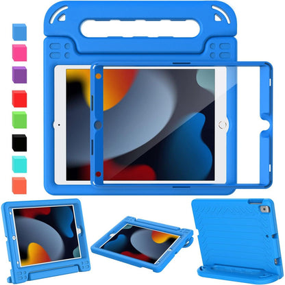 AVAWO Kids Case for iPad 9th/8th/7th Generation, iPad 10.2 2021/2020/2019 Case with Screen Protector, Shockproof Cover with Handle, Blue