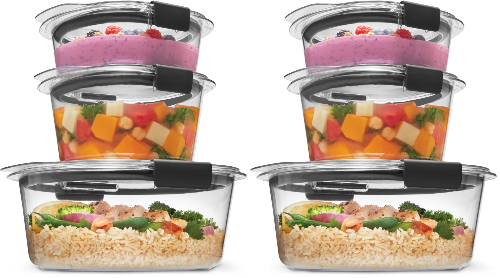 Buy now Rubbermaid Brilliance Food Storage Containers, Set of 5 (10 Pieces), BPA-Free, Leak-Proof, Clear Set of 3 Round Containers (Pack of 2) at indiglob india