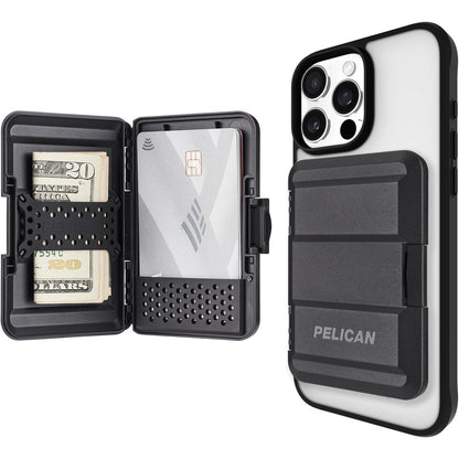 Pelican MagSafe Wallet for iPhone - Heavy Duty MIL-STD Snap-On Phone Magnetic Wallet and Phone Card Holder - Detachable and Slim Hard Case for iPhone 17 Pro Max /16 Pro Max/15/14/13/12 Series - Black
