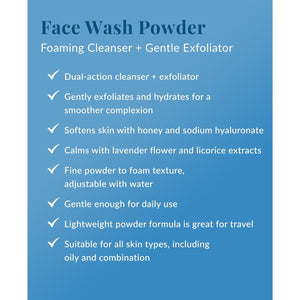 DHC Face Wash Powder, Luxurious Foaming Lather, Lightweight Powder Formula, Gently Exfoliates, Hydrating, Fragrance and Colorant Free, Ideal for All Skin Types, 1.7 oz. Net wt.