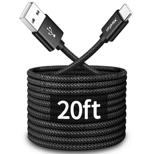 CLEEFUN Long USB C Cable 20ft, USB to USB-C Charging Cable - 20 Foot Type C Charger Cord for iPhone 16 15 Series, Samsung Galaxy Series and Other USB-C Devices - Nylon Braided