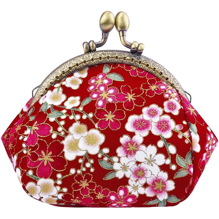 Oyachic Coin Purse,Floral Change Purse,Vintage Coin Pouch,Small Wallet with Kiss Lock Clasp for Women,Girls