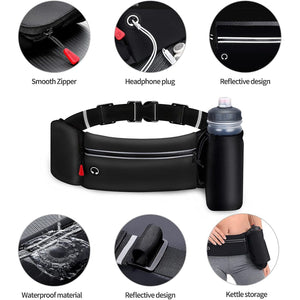 Hydration Running Belt for Women Men Running Fanny Pack with Foldable Water Bottle Holder (Bottles NOT Included) for Walking No Bounce Adjustable Waist Pouch for Runners Jogging