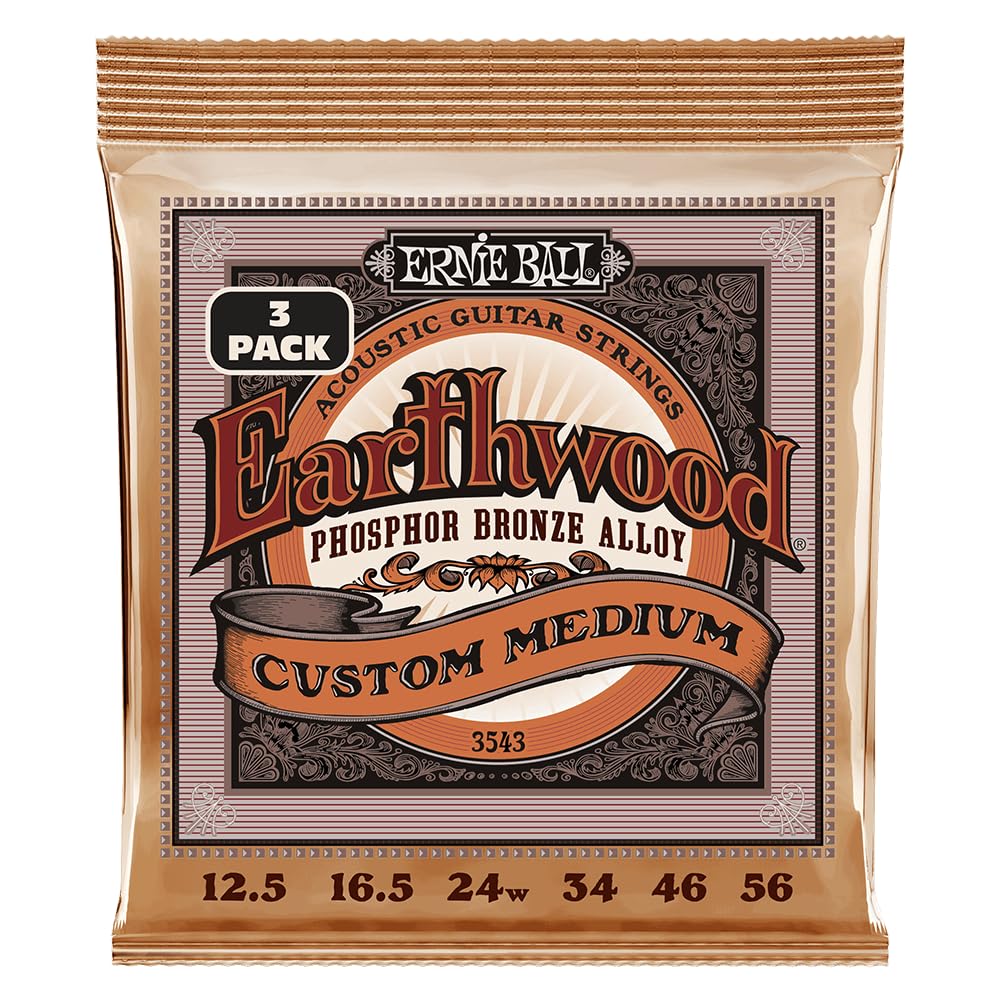 Buy now Ernie Ball Earthwood Medium Light Phosphor Bronze Acoustic Guitar Strings, 12-54 Gauge (P02146) at indiglob india