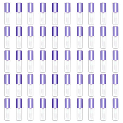 Mydio 50 Pack 1.2ML Clear Mini Lip Gloss Tube Empty Lip Balm Containers With Black Lid for Lipstick (clear)