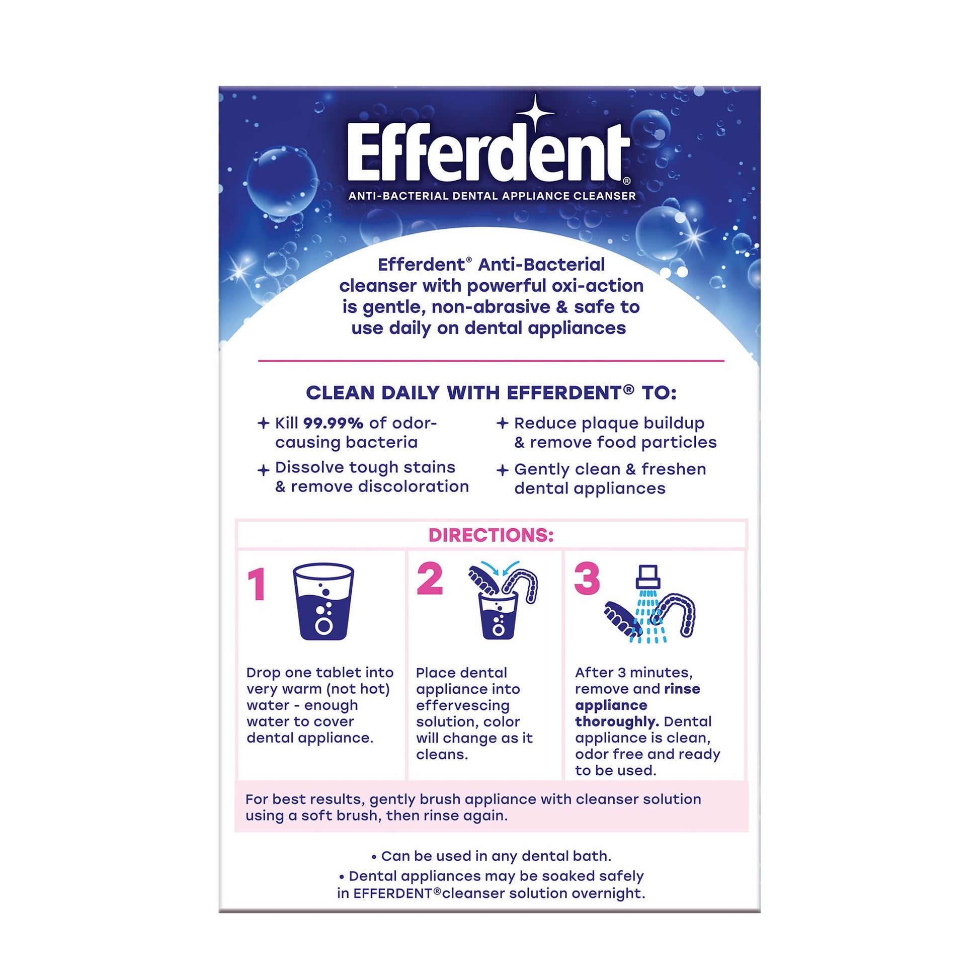 Buy now Efferdent Denture Cleaner Tablets – Dental Appliances, Aligners, Mouth Guard, and Retainer Cleaner Tablets, Complete Clean, 126 Count at indiglob india