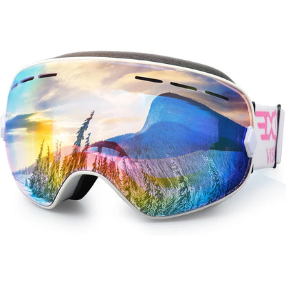 EXP VISION Snowboard Ski Goggles Men Women Youth, Anti Fog OTG Winter Snow Goggles Spherical Detachable Lens