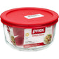Pyrex Simply Store 2-Cup Single Glass Food Storage Container with Lid, Non-Pourous Glass Round Meal Prep Container with Lid, BPA-Free Lid, Dishwasher, Microwave, Oven and Freezer Safe