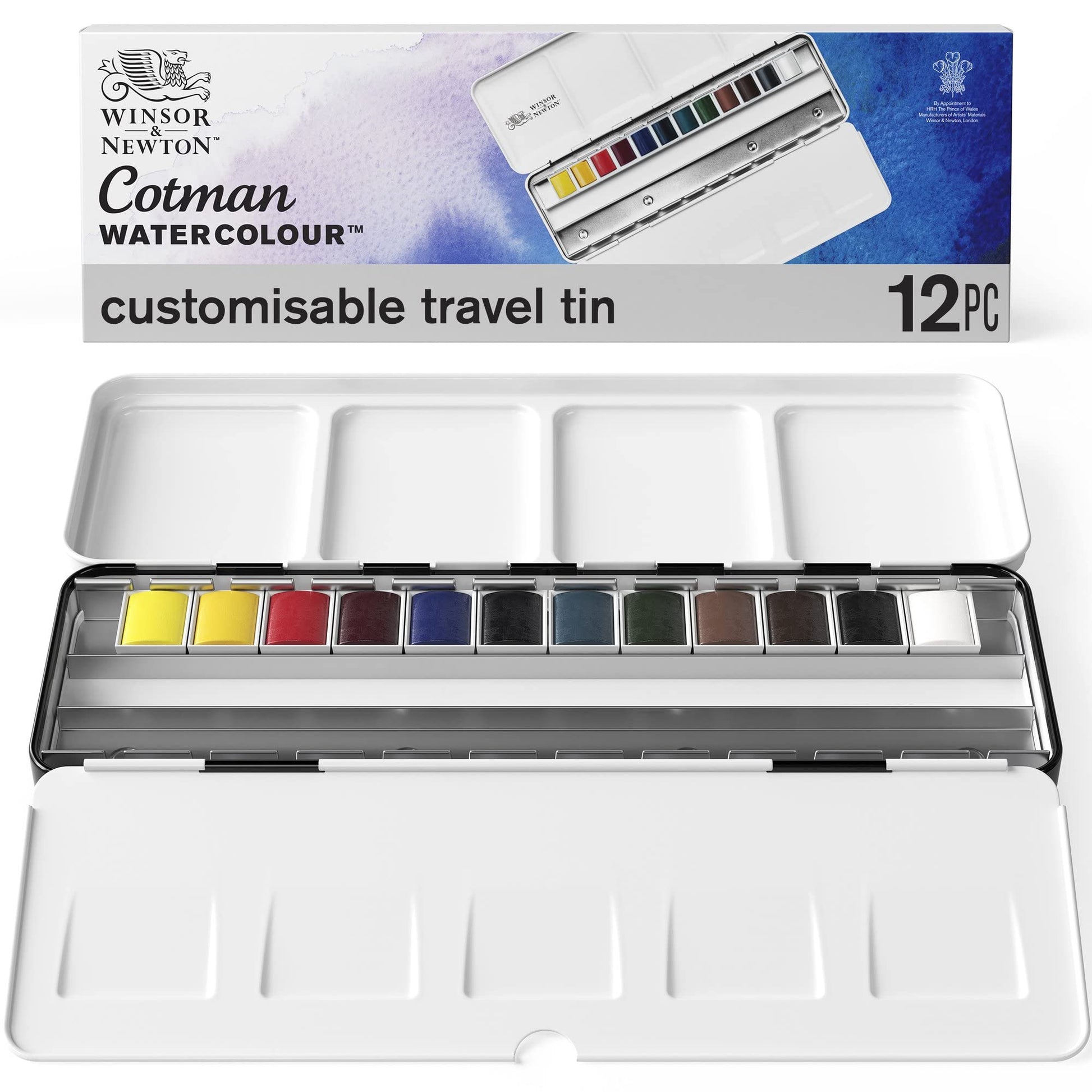 Buy now Winsor & Newton Cotman Watercolor Paint Set, Field Pocket Set, 12 Half Pan w/ Brush, Sponge, Bottle at indiglob india