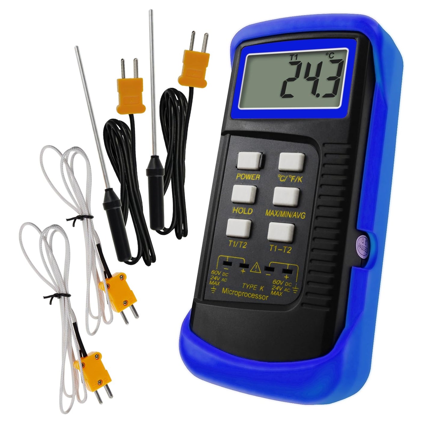 Buy now Thermocouple Thermometer Digital K Type Dual Channel Thermometer HVAC Temperature Meter with 4 Thermocouples, MAX/MIN/AVG Temperature Measurement, -50~1300°C (-58~2372°F) at indiglob india