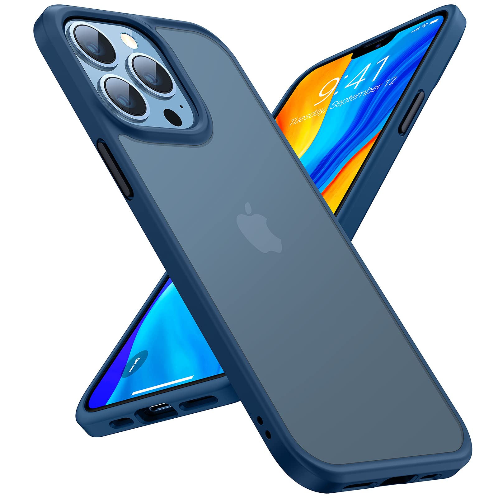 Buy now TORRAS Tough Shockproof for iPhone 13 Pro Case, [Military-Grade Drop Tested] Ultra-Durable Matte Hard PC Back with Soft Silicone Edge Slim Protective for iPhone 13 Pro Phone Case,Translucent Black at indiglob india