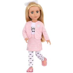 Glitter Girls – 14-Inch Fashion Doll – Blonde Hair & Green Eyes – Pink Cardigan & Skirt – Cat – Themed Outfit – 3+ Years– Fifer