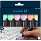 Schneider Job Highlighter Pastel, Chisel Tip, 1 + 5 mm, Black Barrel, Assorted Ink Colors, Pack of 6 Highlighters: Turquoise, Mint, Vanilla, Peach, Lavender, Light Pink (115097)