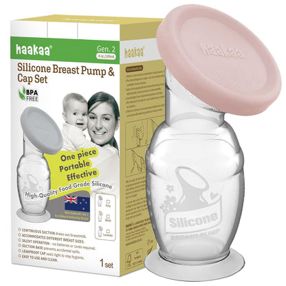 Haakaa Manual Breast Pump with Base 4 Fl Oz/100ml+Lid