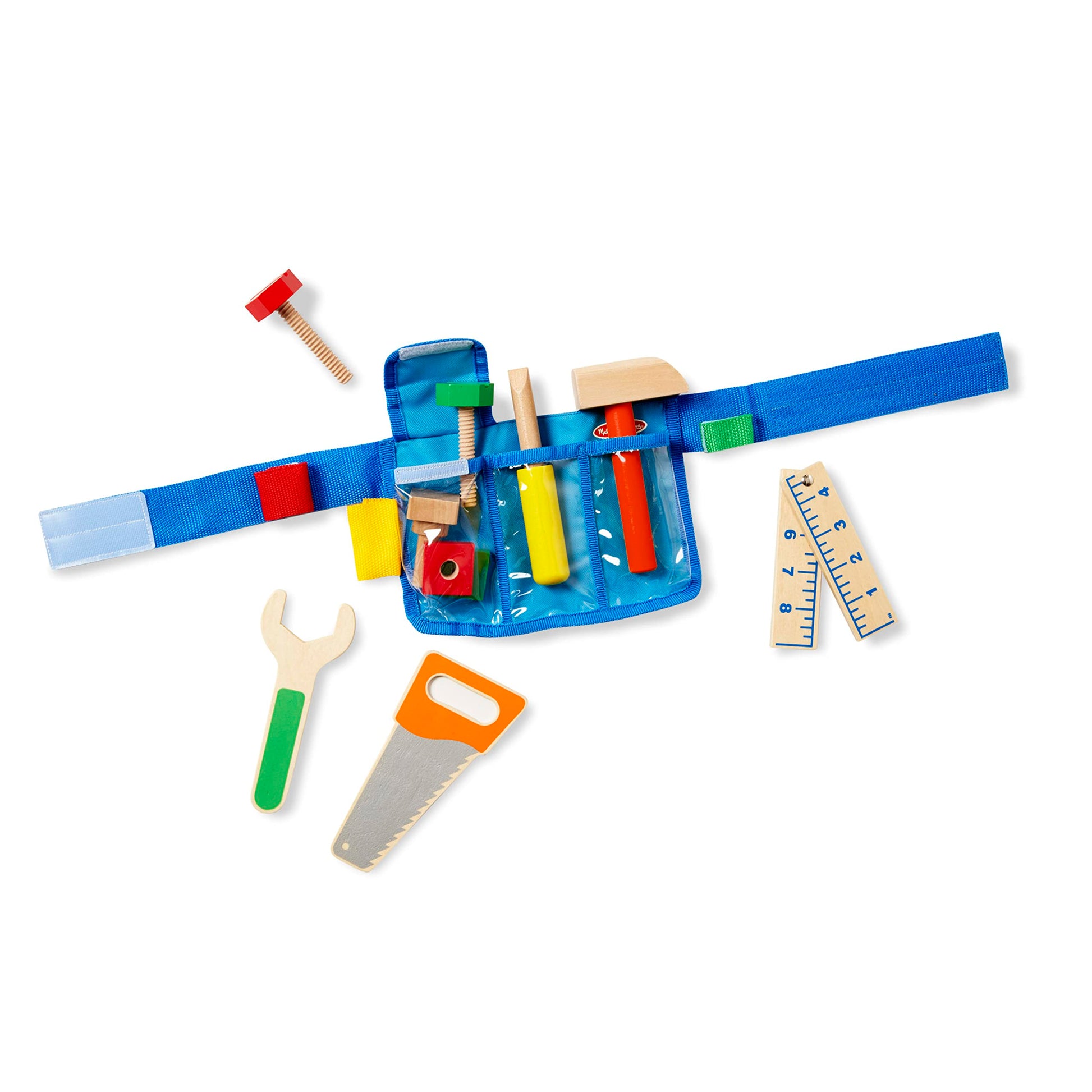 Buy now Melissa & Doug Deluxe Tool Belt Set - 5 Wooden Tools, 8 Building Pieces, Adjustable Belt at indiglob india