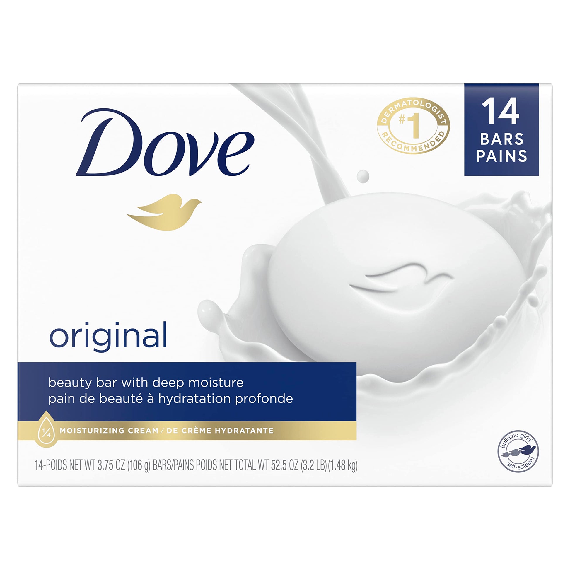 Buy now Dove Beauty Bar Soap Original, for Soft, Smooth Skin, with 1/4 Moisturizing Cream 2.6 oz 3.75 Ounce (Pack of 14) Original at indiglob india