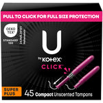 Buy now U by Kotex Tampons, Click Compact, Super Plus Absorbency, Unscented, 45 Count at indiglob india