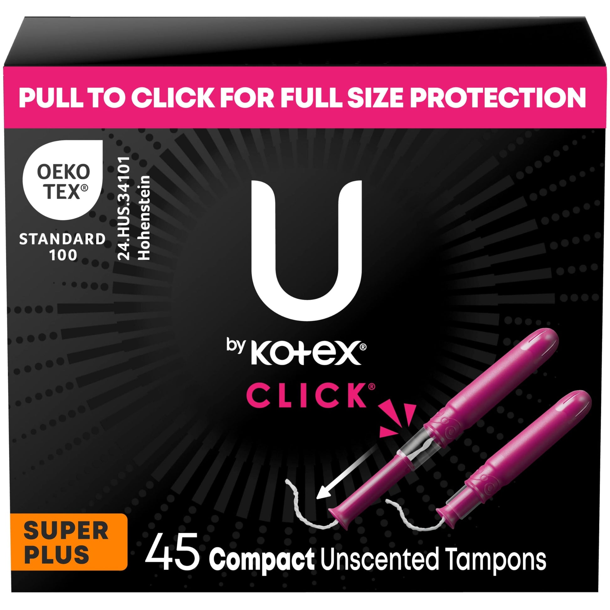 Buy now U by Kotex Tampons, Click Compact, Super Plus Absorbency, Unscented, 45 Count at indiglob india