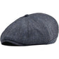 VOBOOM Men Wool Blend 8 Panel Newsboy Cap Herringbone Cabbie Flat Tweed Hat