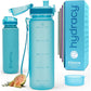 Hydracy Water Bottle with Time Marker -Large BPA Free Water Bottle & No Sweat Sleeve -Leak Proof Gym Bottle with Fruit Infuser Strainer & Times to Drink -Ideal for Fitness Sports & Outdoors