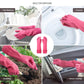 Mamison 2 Pairs Reusable Waterproof Household Dishwashing Cleaning Rubber Gloves, Non-Slip Kitchen Glove (Pink, Medium (Pack of 2))