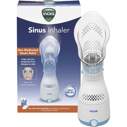 Vicks Sinus Inhaler - Non-Medicated Steam Relief for Allergies, Congestion, Cough & Colds, Vocal Steamer, Soothes Nasal & Throat Passages, Works with VapoPads (1 Included)
