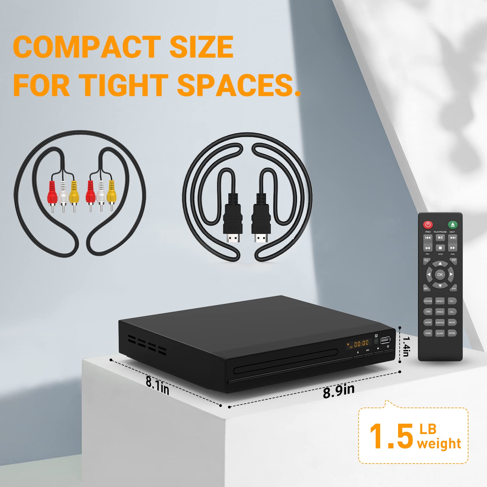 Buy now DVD Player, HDMI Region Free DVD Players for Smart TV, 1080P Upscaling, USB Input, HDMI/RCA Output Cable Included, Breakpoint Memory, Built-in PAL/NTSC, CD Players for Home at indiglob india