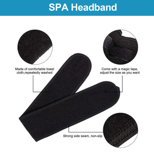 Whaline 3Pcs Spa Facial Headband Make Up Wrap Head Terry Cloth Headband Adjustable Washable Towel for Face Washing Shower Skincare Facial Treatment Sport Fits Makeup (White, Black, Gray)