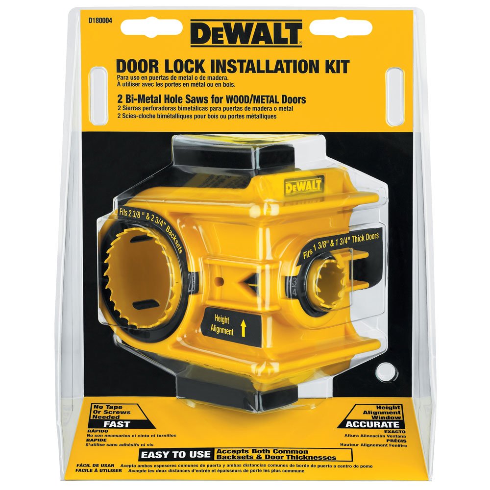 Buy now DEWALT Door Lock Installation Kit, C-Clamp Design, For Metal or Wood Doors, 2 Adjustable Bushings, Easy Installation (D180004) at indiglob india