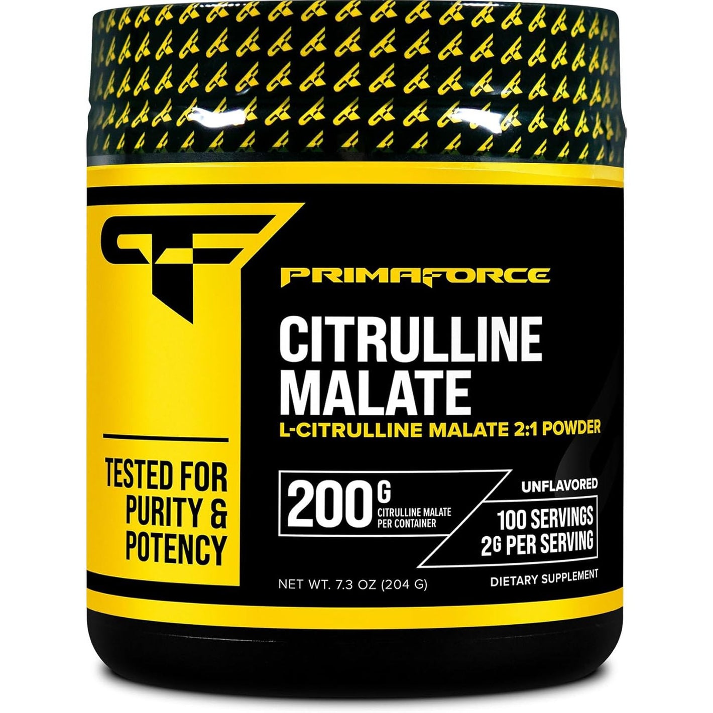 PrimaForce L-Citrulline Malate Powder, Unflavored Pre Workout Supplement, 200 Grams - Boosts Energy, Aids Recovery, Enhances Strength Performance – Vegan, Non-GMO