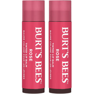 Burt's Bees Lip Tint Balm Stocking Stuffers Gifts, Long Lasting 2 in 1 Duo Tinted Balm Formula, Color Infused with Hydrating Shea Butter for a Natural Looking Buildable Finish, Petal Rose (2-Pack)