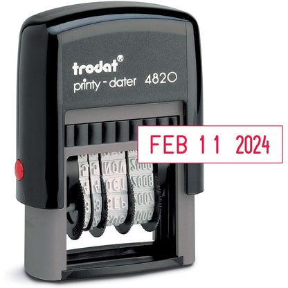 Trodat Printy 4820 Date Stamp, Self-Inking Stamp for Professional and Personal Applications, 3/8” x 1-¼”, Eco-Friendly Climate Neutral Product (Black)