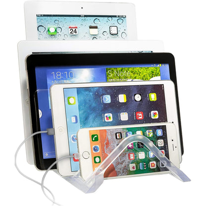 Prosumer's Choice Universal Charging Rack Organizer - Multi Device Stand Holds 5 Tablets or Smartphones - Desktop Tablet Holder and Storage Station - Compact Tech Organizer Dock for Home or Office