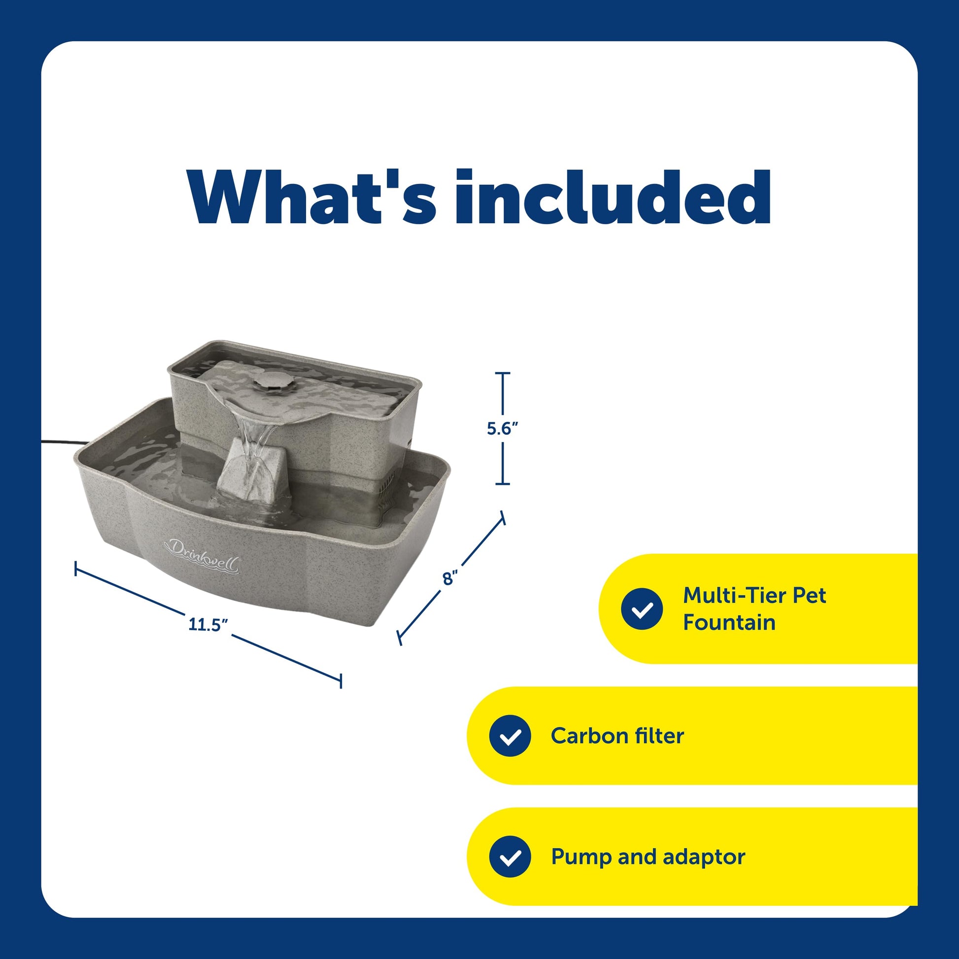 Buy now PetSafe Drinkwell Multi-Tier Pet Fountain - Encourages Hydration for Cats & Dogs - Large-Capacity Waterer - Double Tier - Filtered Fountain with Carbon Filter - 100 oz Water Capacity at indiglob india