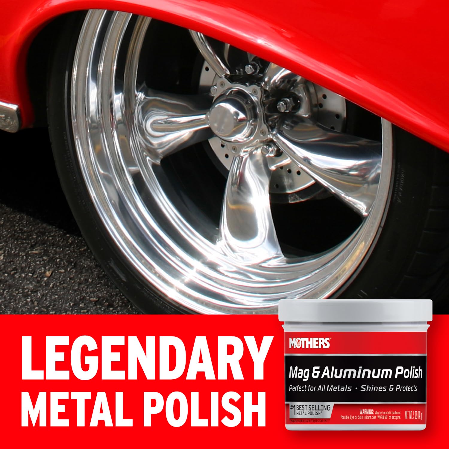 Buy now Mothers Mag & Aluminum Polish, 5 oz. — Brilliant Shine, Easy to Use, For All Uncoated & Unplated Metals Including Aluminum Wheels, Stainless Steel Trim and Exhaust Tips, Brass & More (05100) at indiglob india