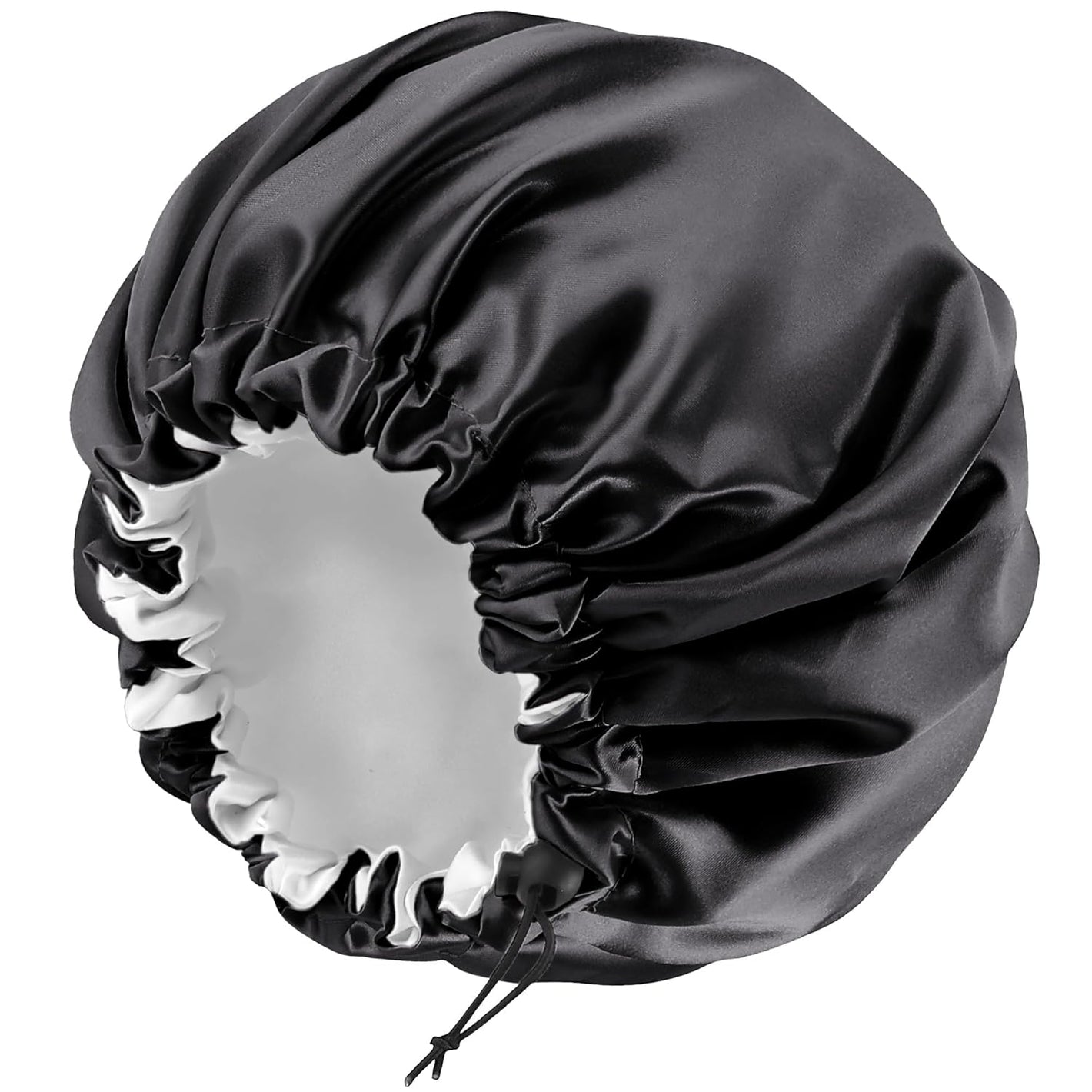 Satin Silk Bonnet for Curly Hair Bonnet Braid Bonnet for Sleeping Bonnets for Women Large Double-Layer Adjustable Black