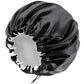 Satin Silk Bonnet for Curly Hair Bonnet Braid Bonnet for Sleeping Bonnets for Women Large Double-Layer Adjustable Black