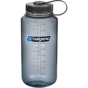Nalgene BPA Free Tritan Wide Mouth Water Bottle, 32 Oz, Gray with Black Lid