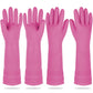 Mamison 2 Pairs Reusable Waterproof Household Dishwashing Cleaning Rubber Gloves, Non-Slip Kitchen Glove (Pink, Medium (Pack of 2))
