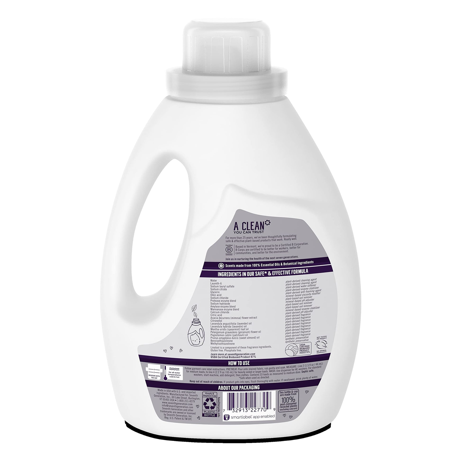 Buy now Seventh Generation Liquid Laundry Detergent, Fresh Lavender scent, 50 oz, 33 loads (Packaging May Vary) at indiglob india
