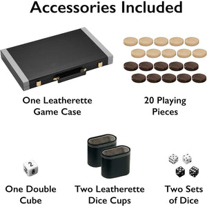 Mainstreet Classics by GLD Products Pennsylvania Ave Backgammon Board Game Set , Black/White/Wood/Gry, 16 - 20 inches