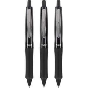 PILOT Dr. Grip FullBlack Refillable & Retractable Ballpoint Pen, Medium Point, Black Ink, 3-Pack (14634)- Ideal for School, Journaling & Office Writing