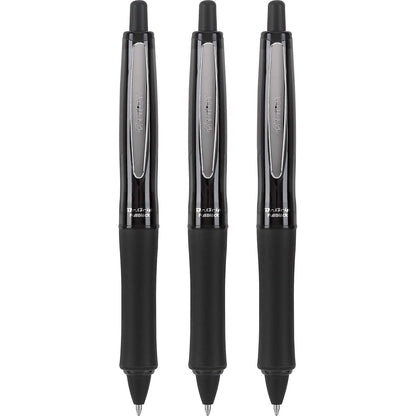 PILOT Dr. Grip FullBlack Refillable & Retractable Ballpoint Pen, Medium Point, Black Ink, 3-Pack (14634)- Ideal for School, Journaling & Office Writing