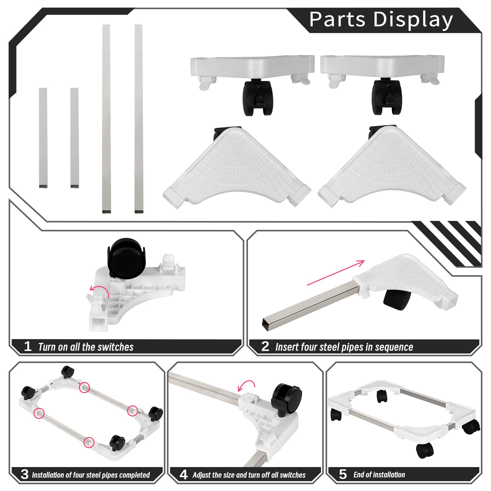 Buy now Liitrton Mobile CPU Stand Adjustable Computer Tower Stand with 4 Caster Wheels Fits Most PC (White) at indiglob india
