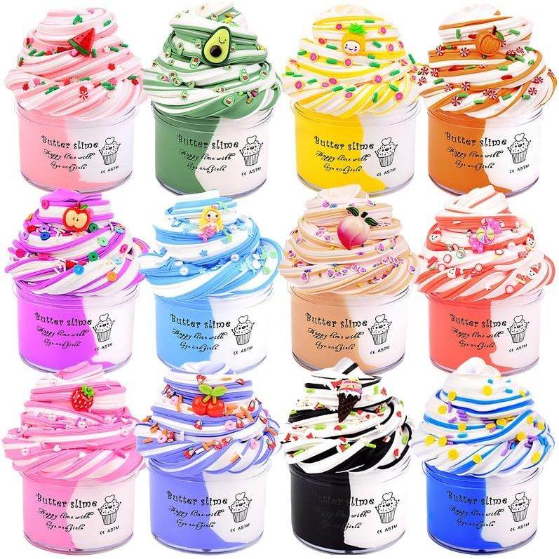 12 Pack Butter Slime Kit, Scented Slime Toy Kit for Girls and Boys, Soft & Non-Sticky, Play Education and Birthday Gift, for Kids Party Fun Stress Relief Toys - My Store