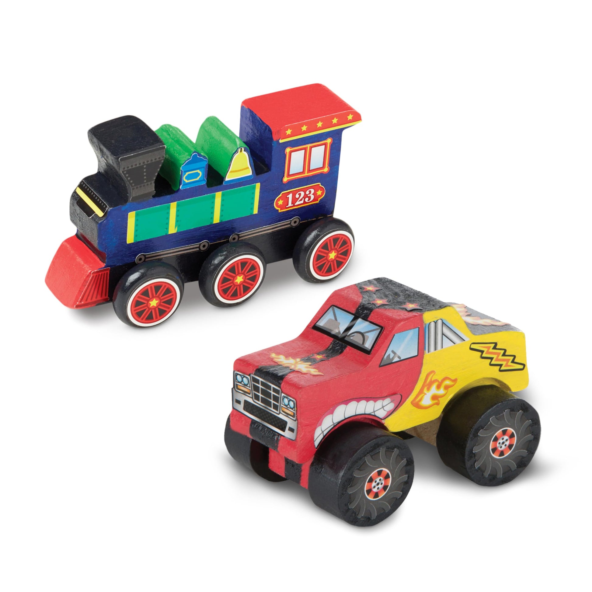 Buy now Melissa & Doug Created by Me! Paint & Decorate Your Own Wooden Vehicles Craft Kit For Kids 2 Pack – Monster Truck, Train at indiglob india