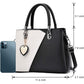 Womens Leather Handbags Purse Top-handle Bags Contrast Color Stitching Totes Satchel Shoulder Bag for Ladies