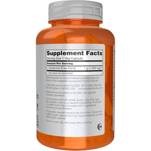 NOW Foods Sports Nutrition, L-Glutamine, Double Strength 1,000 mg, Amino Acid, 120 Veg Capsules